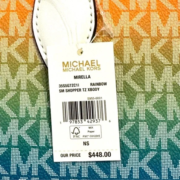 Michael Kors Mirella Small Rainbow Signature Logo Crossbody Bag Rainbow